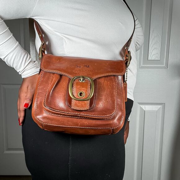 COACH Legacy Y2K Vintage F11418 Brown Leather Crossbody Brass Hardware - Picture 10 of 13